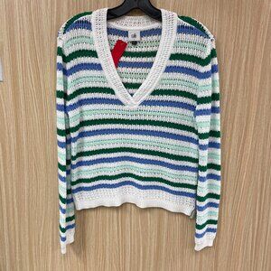 Cabi white stripe sweater size small